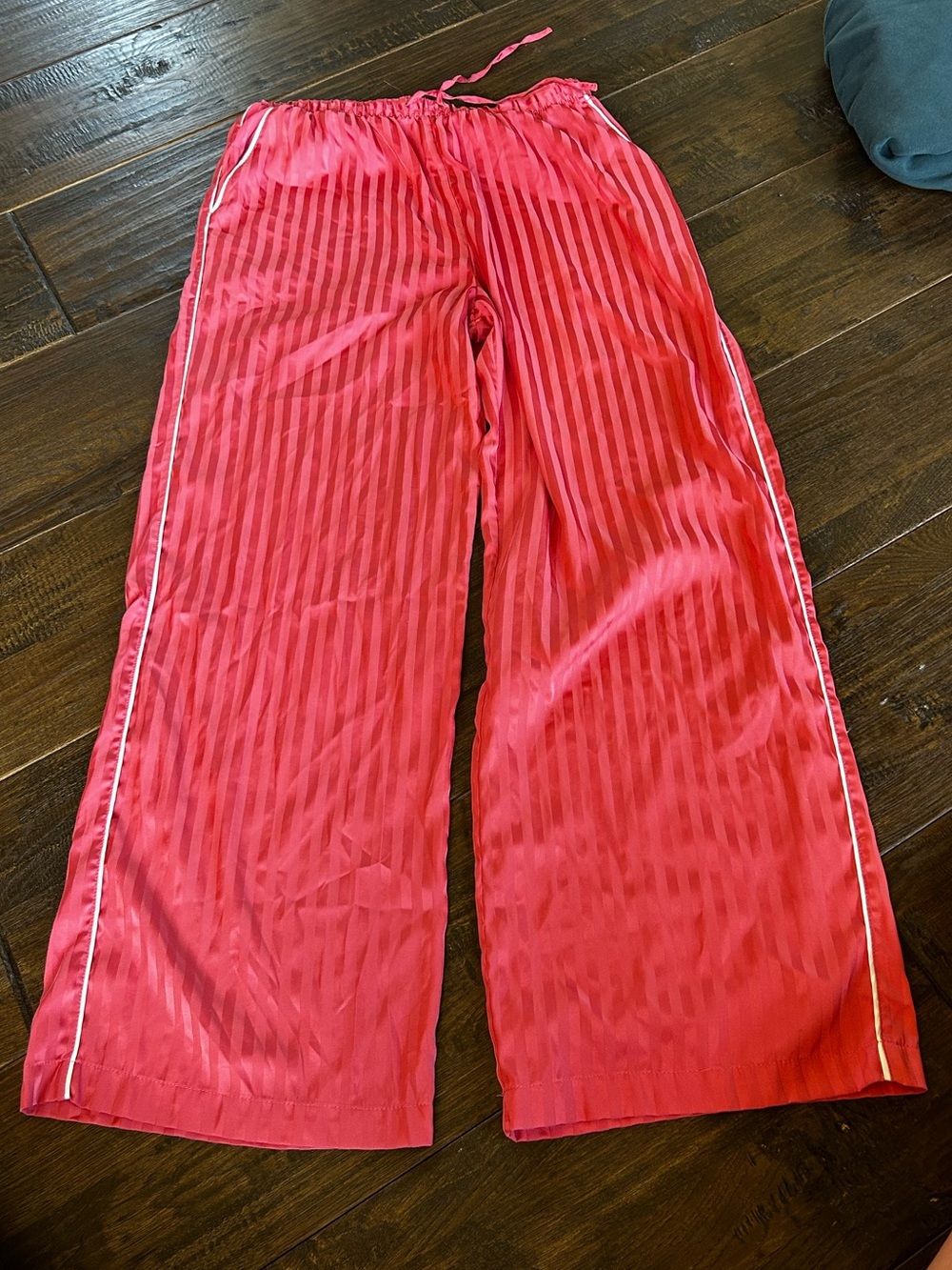 Auden pink Satin Stripe Pajama Pants with White Piping